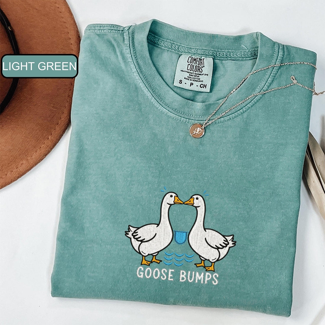 Custom Embroidered Goose Bumps T-Shirt - Funny Silly Goose Meme Tee, Cute Embroidered Gift