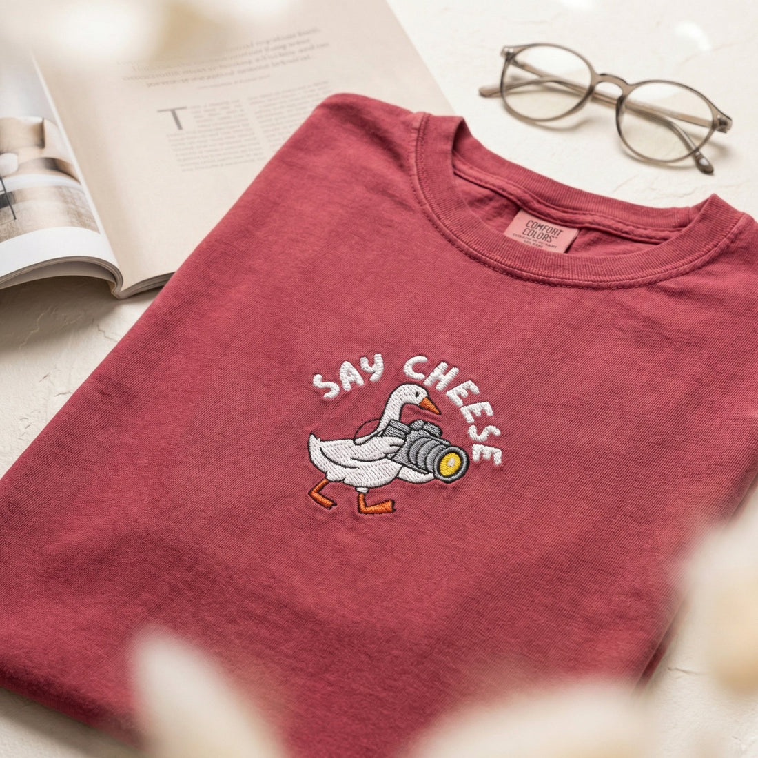 Custom Embroidered Goose Photographer T-Shirt - Funny Camera Lover Tee, Gift for Photographer