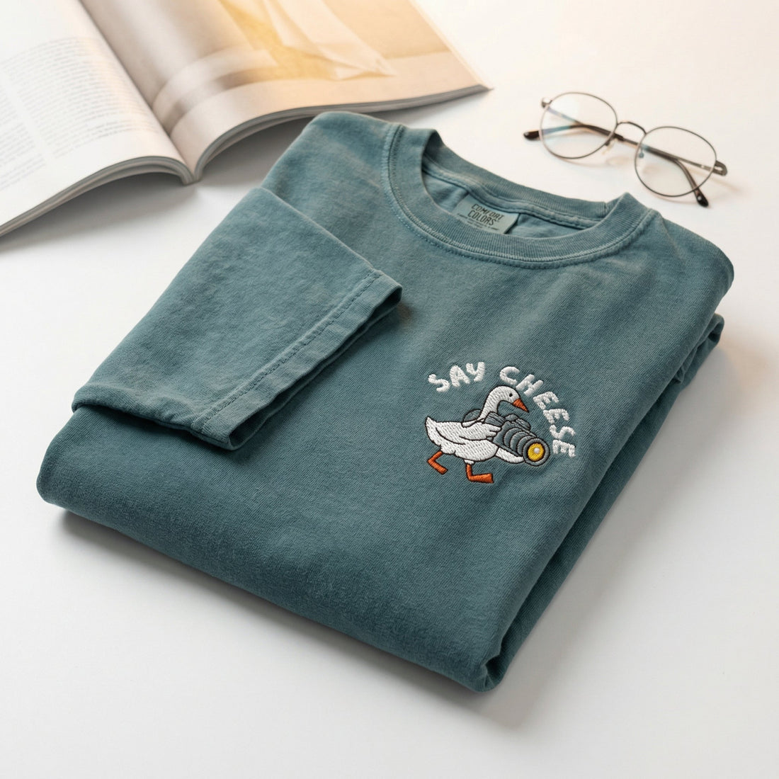 Custom Embroidered Goose Photographer T-Shirt - Funny Camera Lover Tee, Gift for Photographer