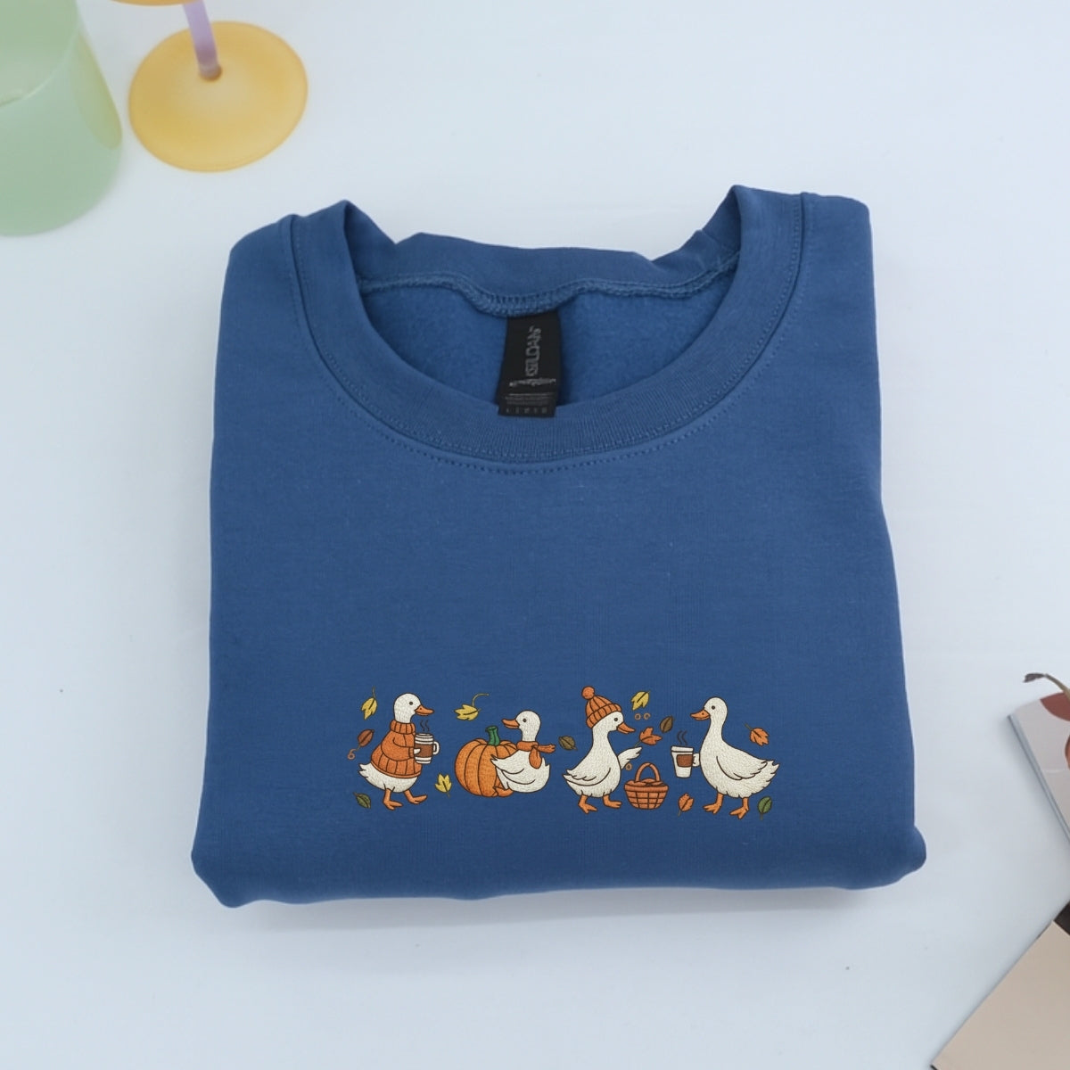 Custom Embroidered Goose Sweatshirt - Cozy Fall Thanksgiving Hoodie, Cute Embroidery Gift
