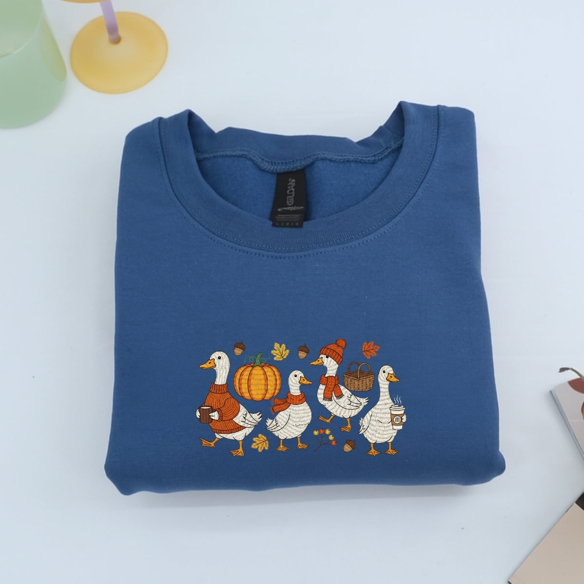 Custom Embroidered Goose Sweatshirt - Cozy Fall Thanksgiving Hoodie, Cute Autumn Gift