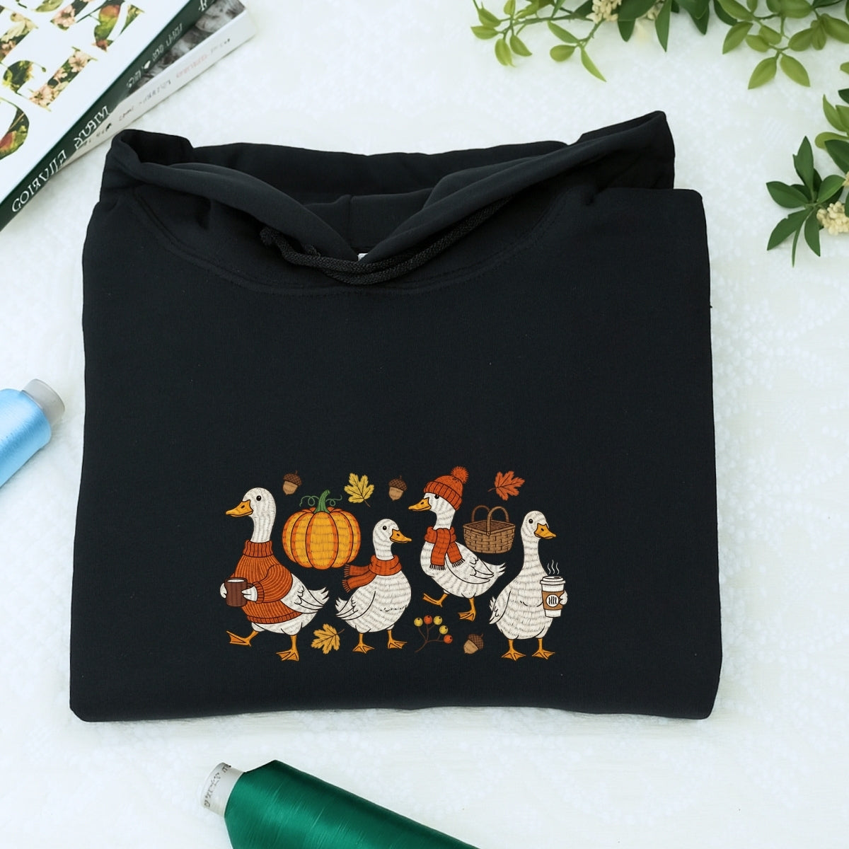 Custom Embroidered Goose Sweatshirt - Cozy Fall Thanksgiving Hoodie, Cute Autumn Gift