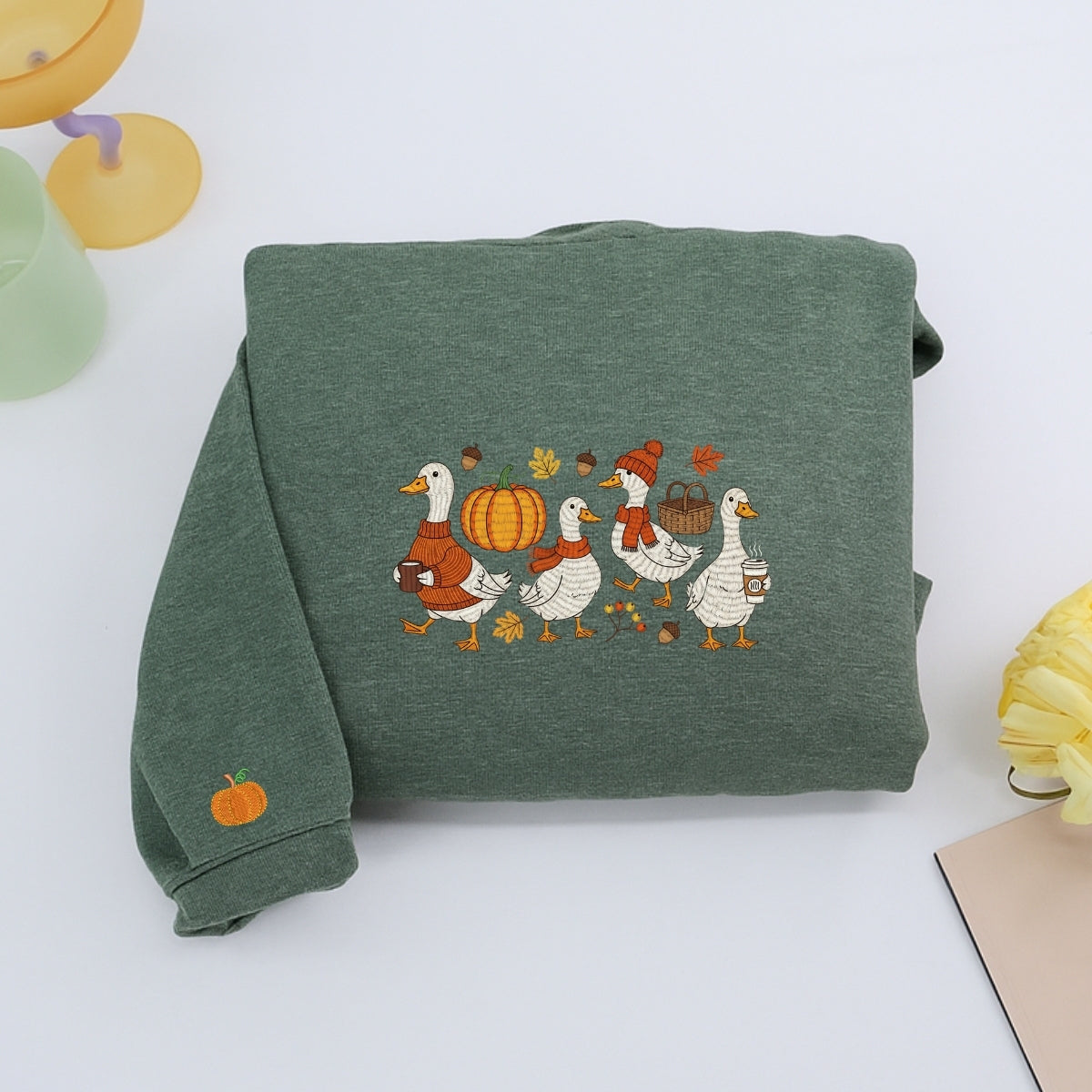 Custom Embroidered Goose Sweatshirt - Cozy Fall Thanksgiving Hoodie, Cute Autumn Gift