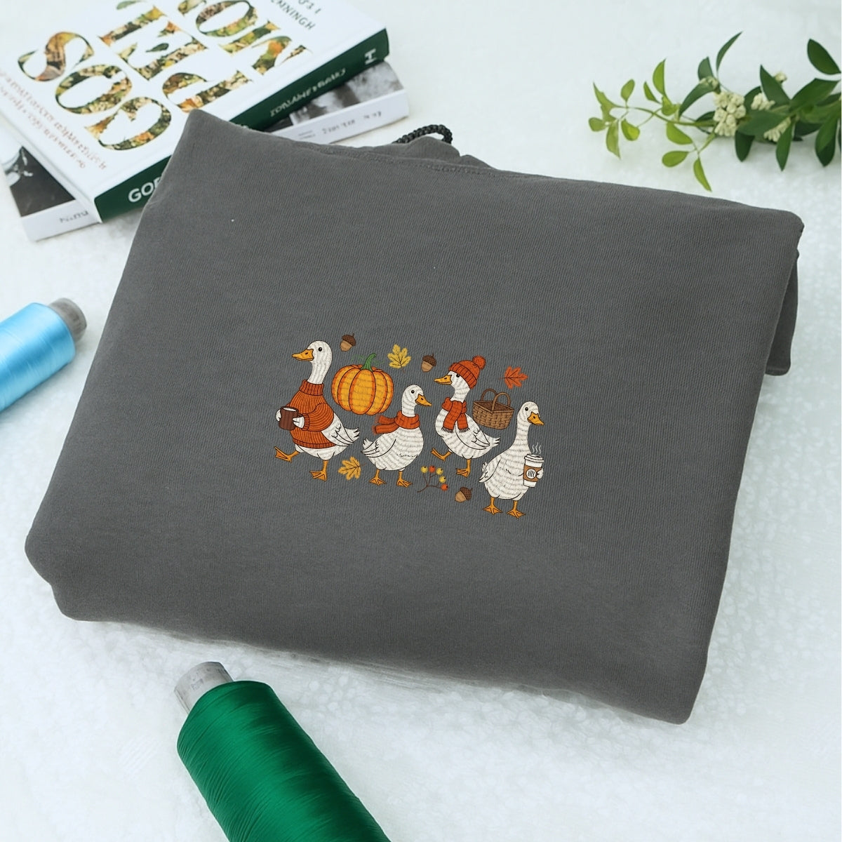Custom Embroidered Goose Sweatshirt - Cozy Fall Thanksgiving Hoodie, Cute Autumn Gift