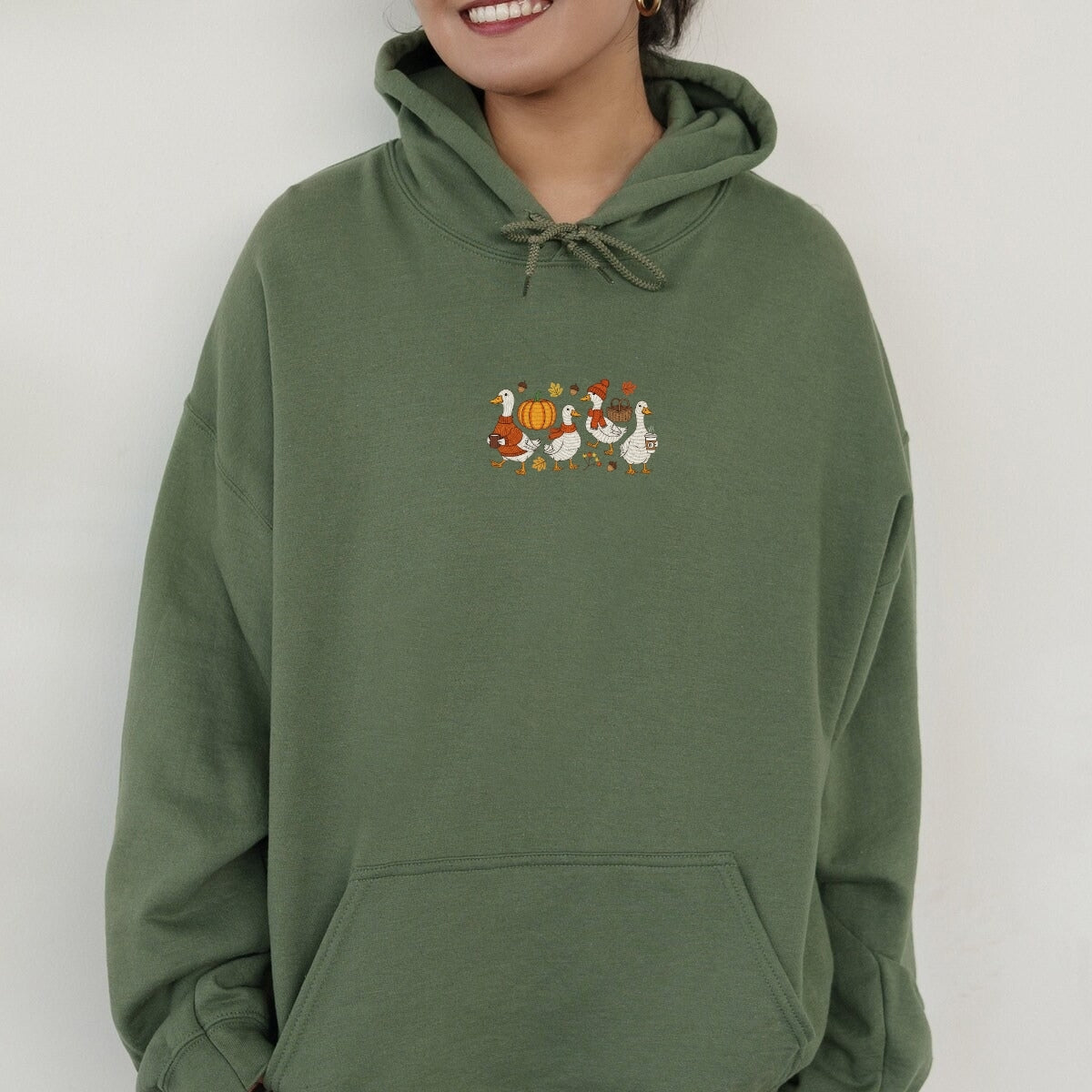 Custom Embroidered Goose Sweatshirt - Cozy Fall Thanksgiving Hoodie, Cute Autumn Gift
