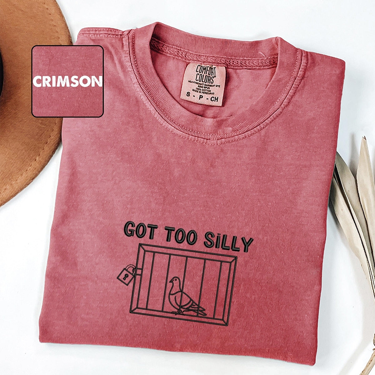 Custom Embroidered Got Too Silly T-Shirt - Funny Silly Bird Meme Tee, Cute Animal Gift