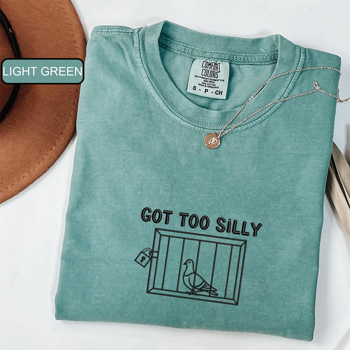 Custom Embroidered Got Too Silly T-Shirt - Funny Silly Bird Meme Tee, Cute Animal Gift