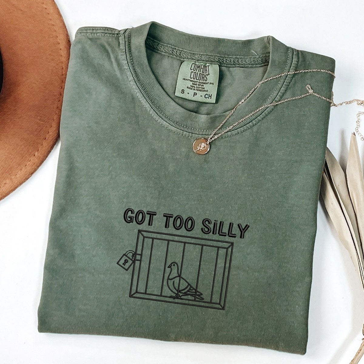 Custom Embroidered Got Too Silly T-Shirt - Funny Silly Bird Meme Tee, Cute Animal Gift