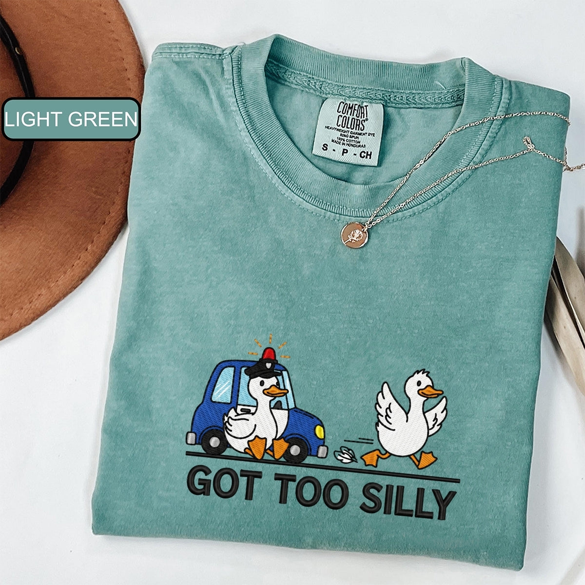 Custom Embroidered Got Too Silly T-Shirt - Funny Silly Goose Meme Tee, Cute Goose Lover Gift