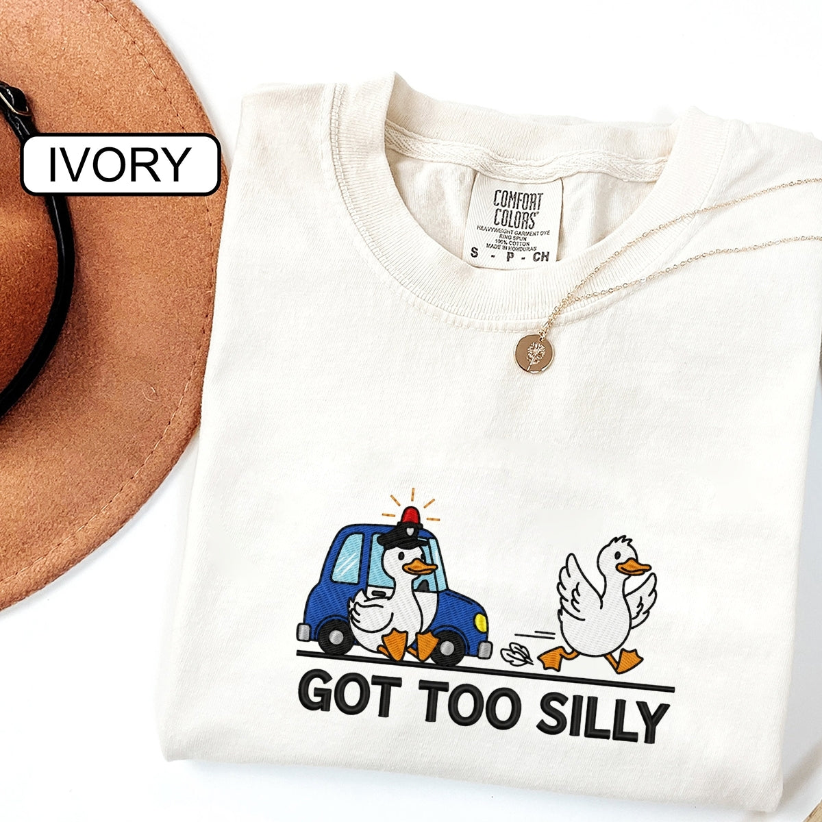 Custom Embroidered Got Too Silly T-Shirt - Funny Silly Goose Meme Tee, Cute Goose Lover Gift
