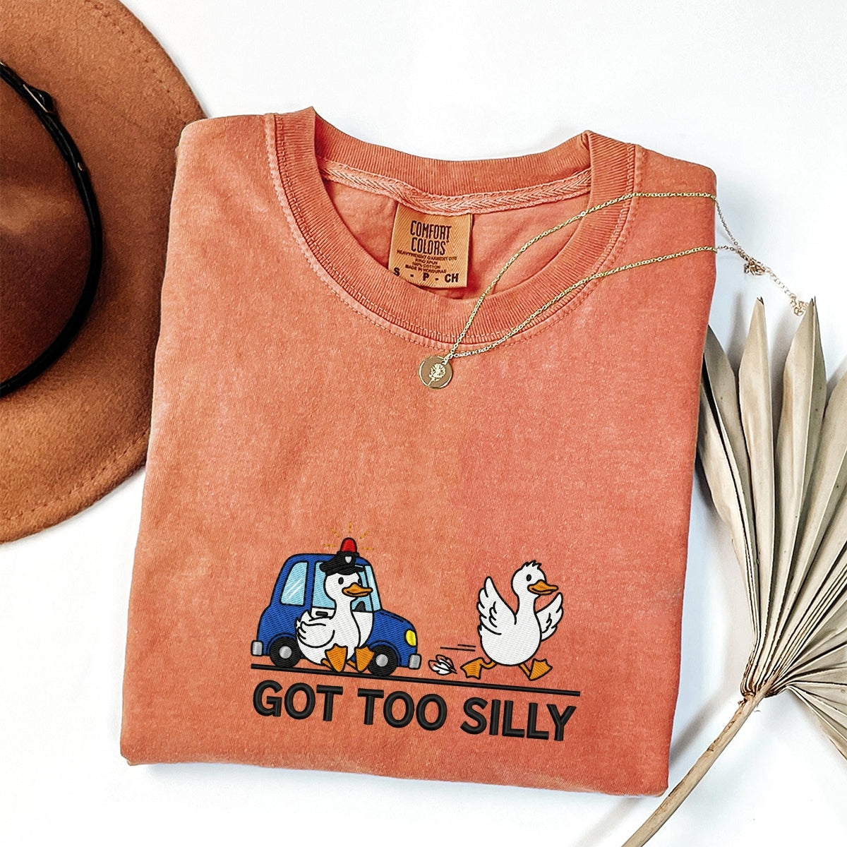 Custom Embroidered Got Too Silly T-Shirt - Funny Silly Goose Meme Tee, Cute Goose Lover Gift
