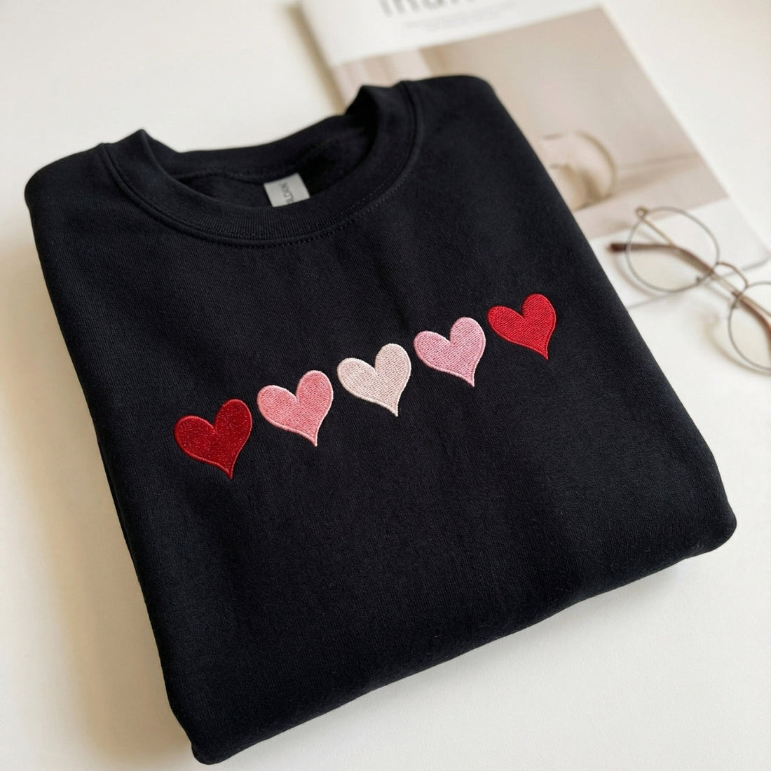 Custom Embroidered Heart Sweatshirt - Valentine's Day Hoodie, Personalized Gift for Her