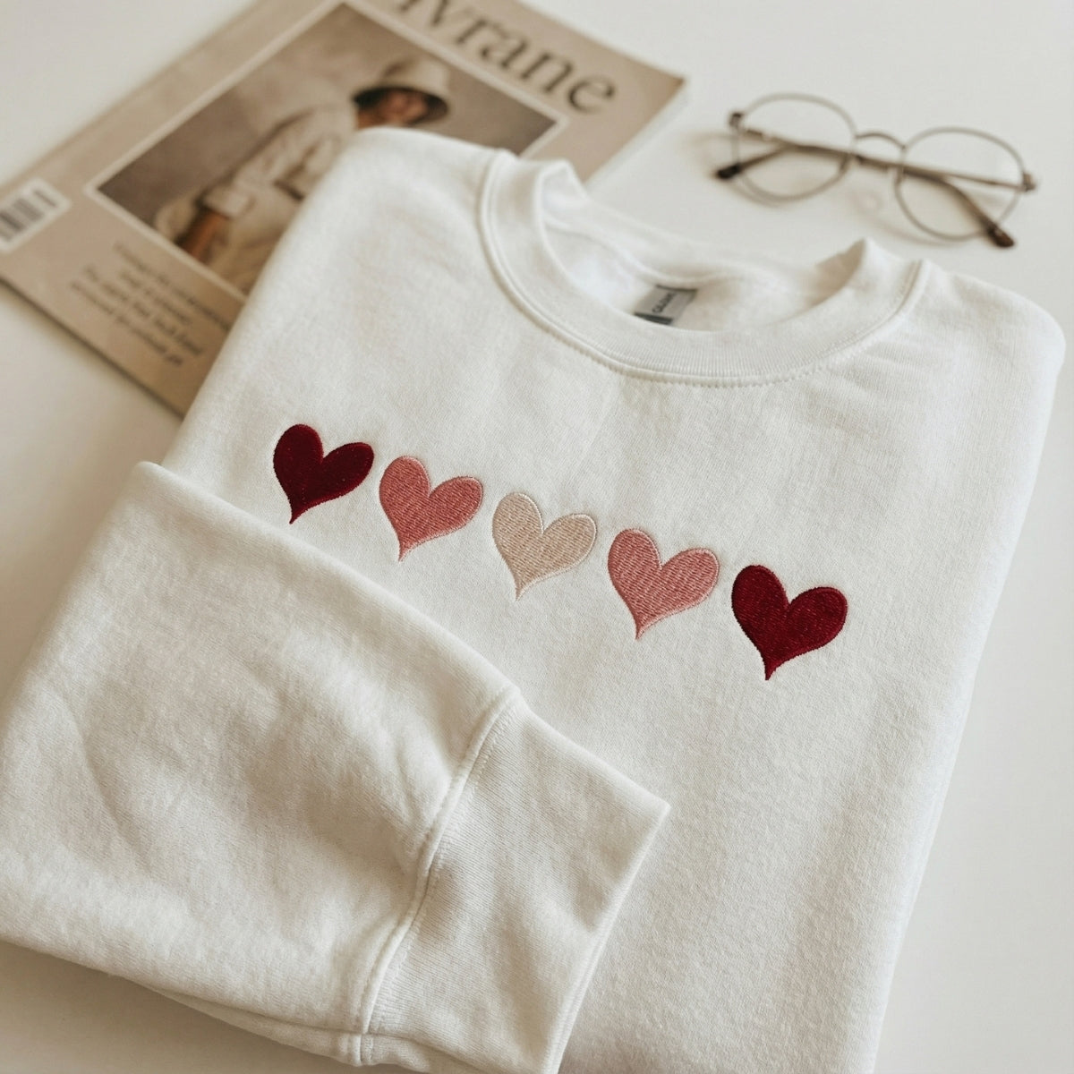 Custom Embroidered Heart Sweatshirt - Valentine's Day Hoodie, Personalized Gift for Her