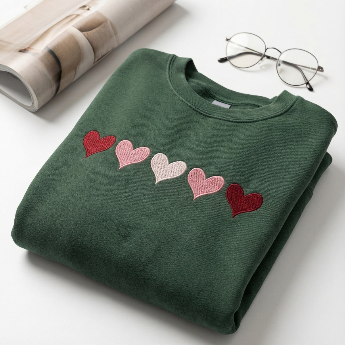 Custom Embroidered Heart Sweatshirt - Valentine's Day Hoodie, Personalized Gift for Her