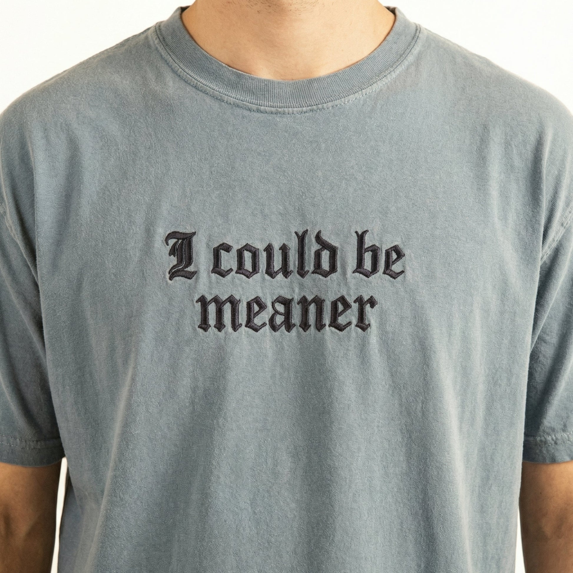 I Could Be Meaner Custom Embroidered T-Shirt - Funny Gift for Friend