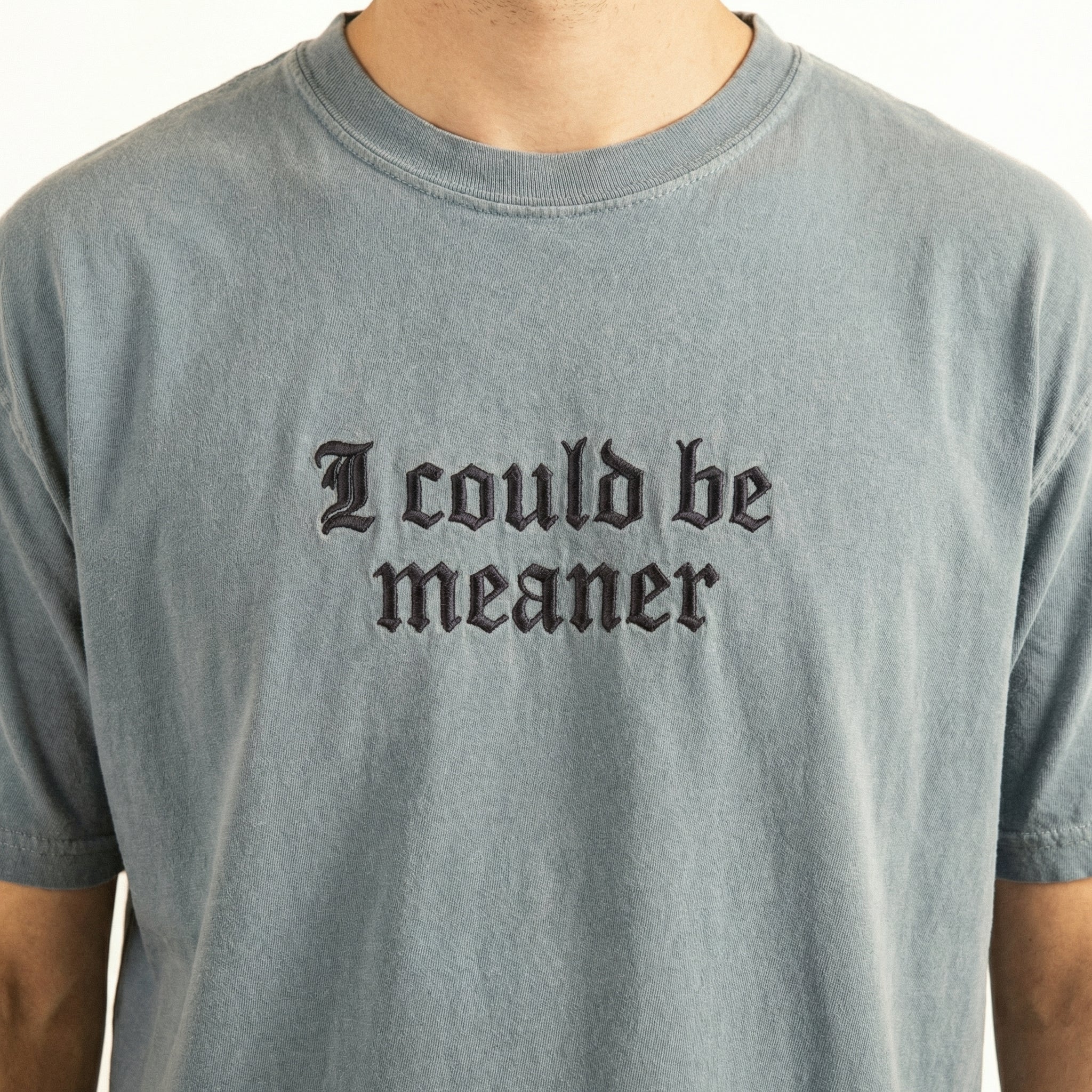 I Could Be Meaner Custom Embroidered T-Shirt - Funny Gift for Friend
