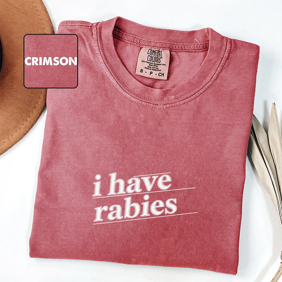 I Have Rabies Custom Embroidered T-Shirt - Funny Feral Girl Meme Gift