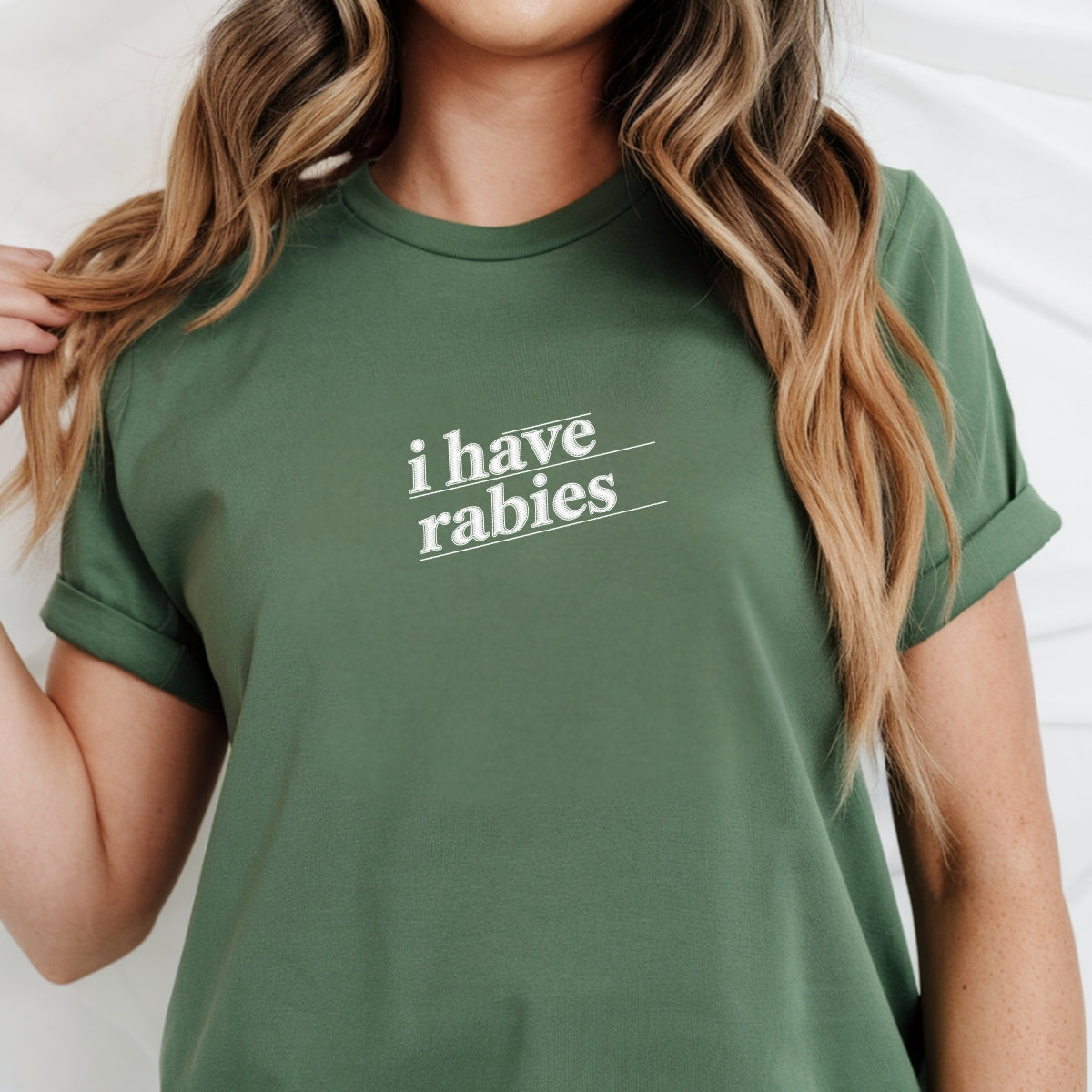 I Have Rabies Custom Embroidered T-Shirt - Funny Feral Girl Meme Gift