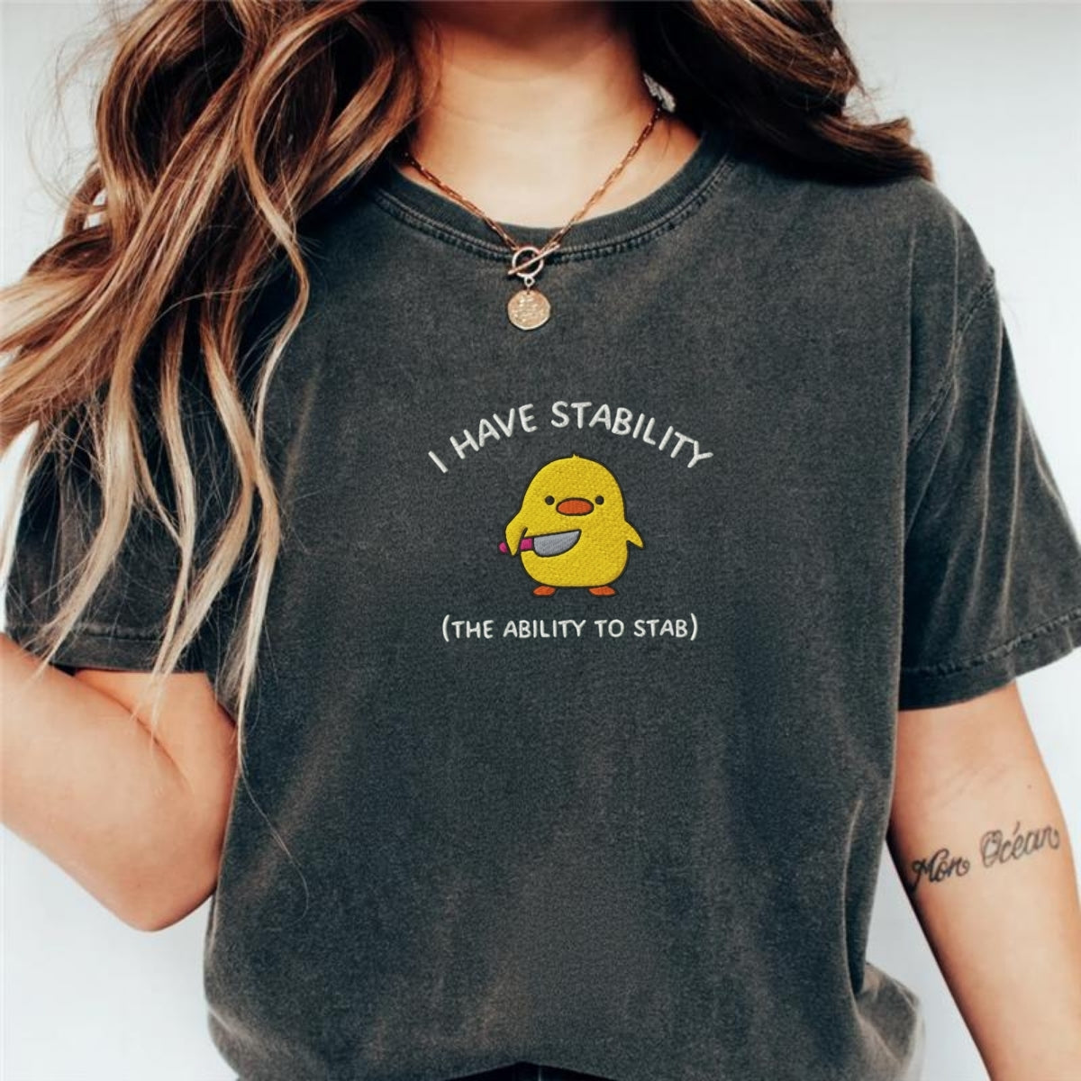 I Have Stability Custom Embroidered T-Shirt - Funny Duck Gift