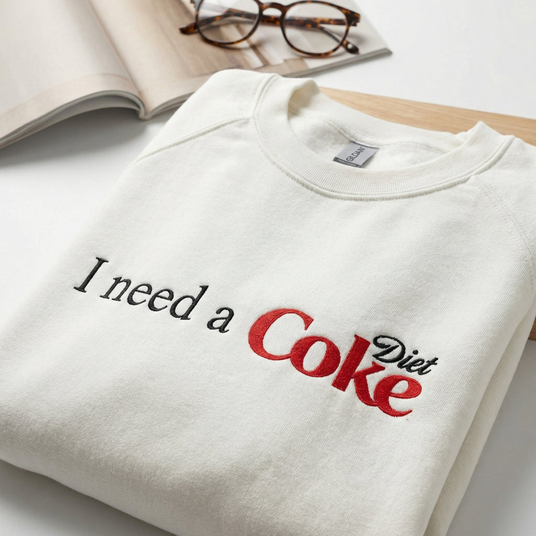 I Need a Diet Coke Custom Embroidered Hoodie - Caffeine Lover Gift