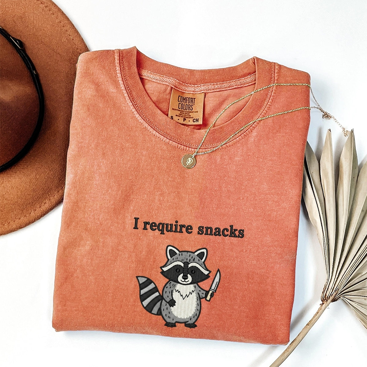 Raccoon Meme Custom Embroidered T-Shirt - Funny Animal Lover Personalized Gift