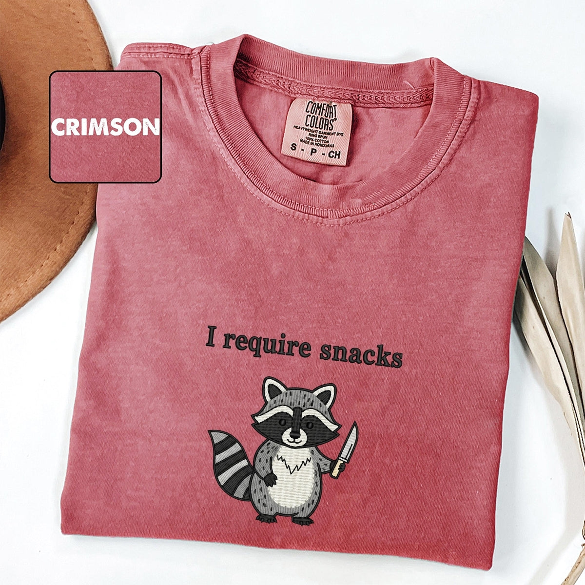 Raccoon Meme Custom Embroidered T-Shirt - Funny Animal Lover Personalized Gift