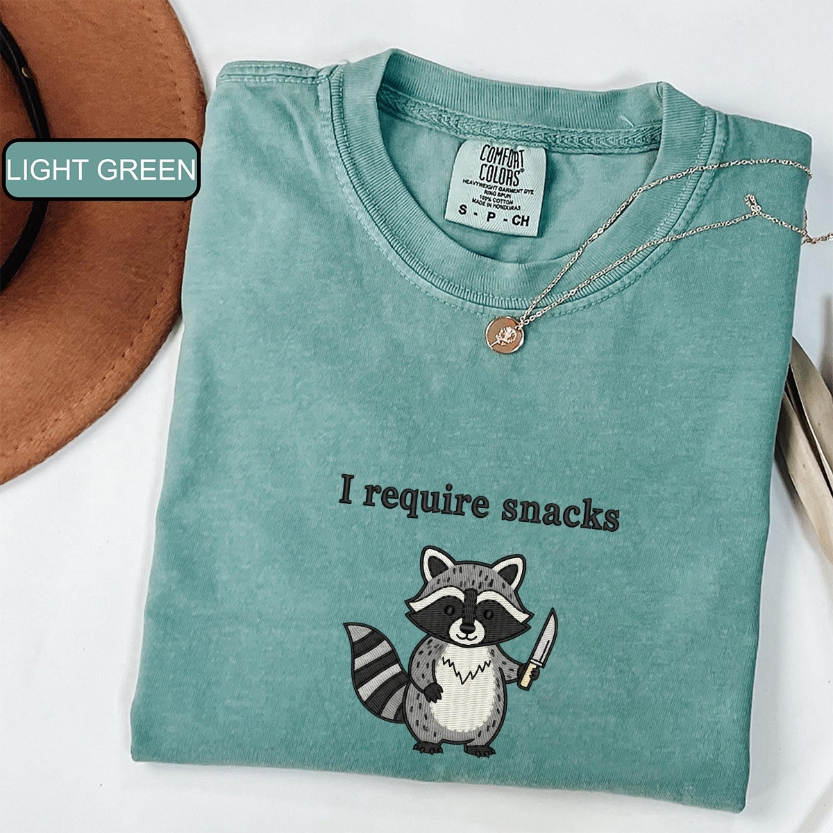 Raccoon Meme Custom Embroidered T-Shirt - Funny Animal Lover Personalized Gift