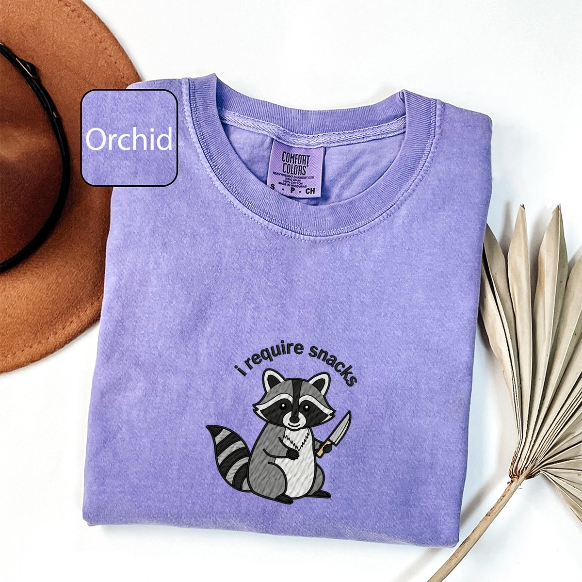 I Require Snacks Custom Embroidered T-Shirt - Funny Raccoon Personalized Gift