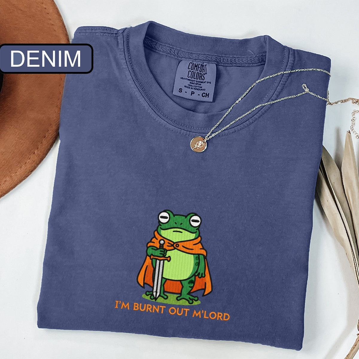 Burnt Out Knight Frog Custom Embroidered T-Shirt - Funny Meme Personalized Gift