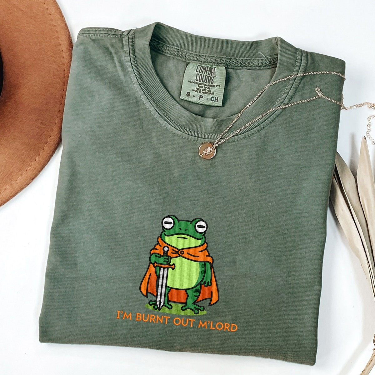 Burnt Out Knight Frog Custom Embroidered T-Shirt - Funny Meme Personalized Gift