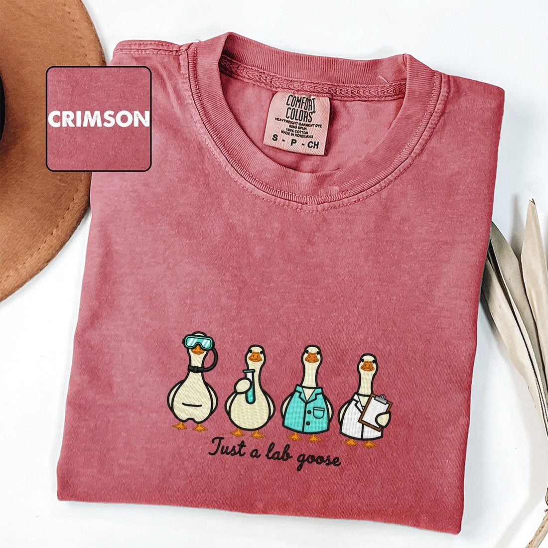 Lab Tech Goose Custom Embroidered T-Shirt - Funny Laboratory Personalized Gift