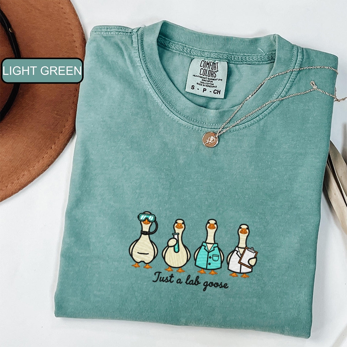 Lab Tech Goose Custom Embroidered T-Shirt - Funny Laboratory Personalized Gift