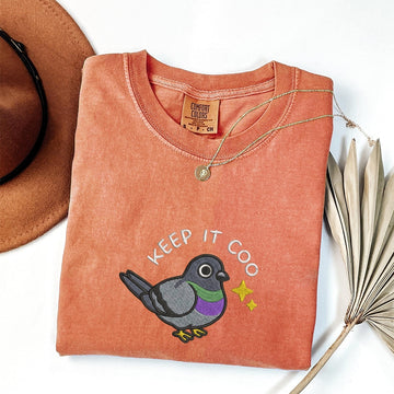 Keep It Coo Custom Embroidered T-Shirt - Funny Pigeon Personalized Tee