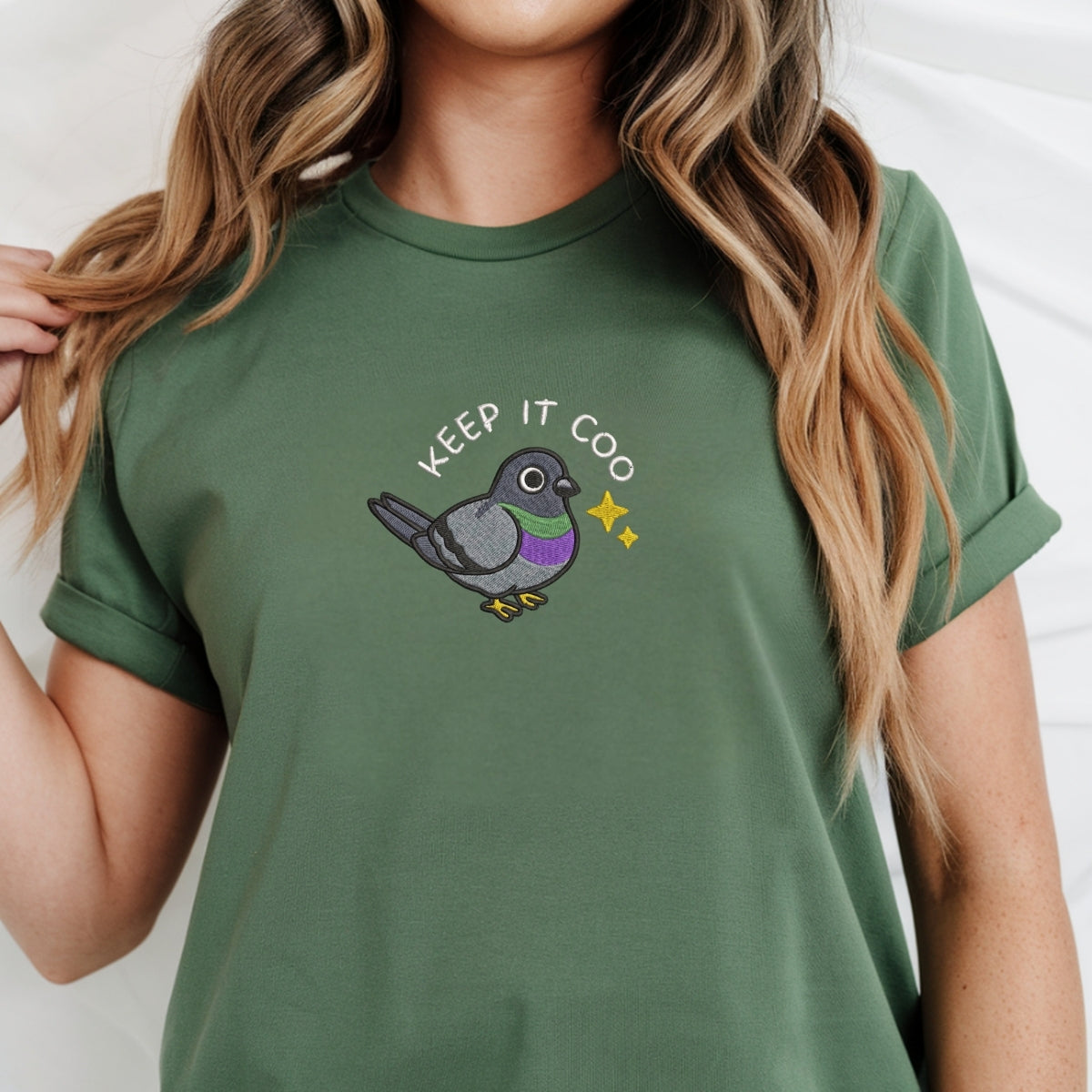 Keep It Coo Custom Embroidered T-Shirt - Funny Pigeon Personalized Tee