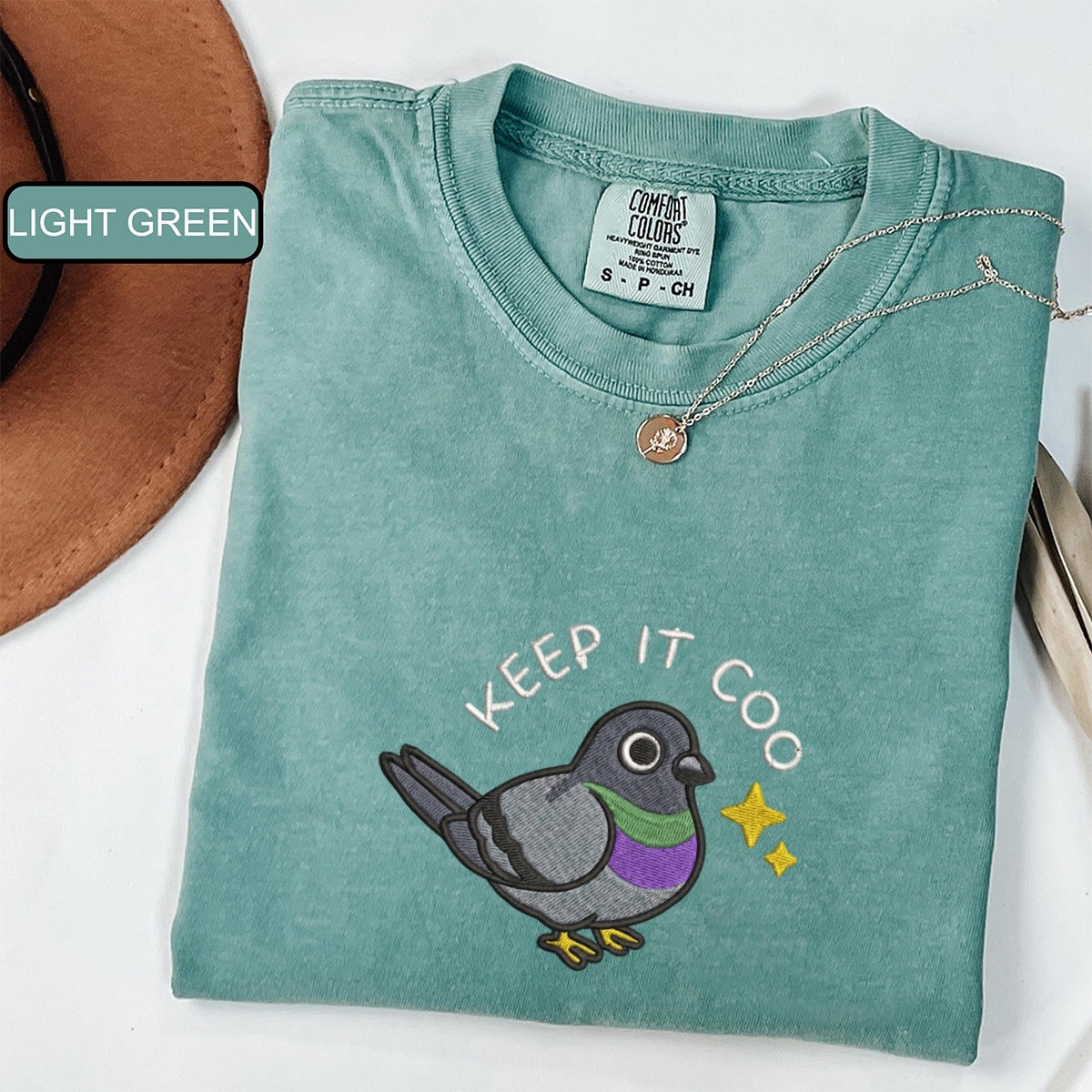 Keep It Coo Custom Embroidered T-Shirt - Funny Pigeon Personalized Tee