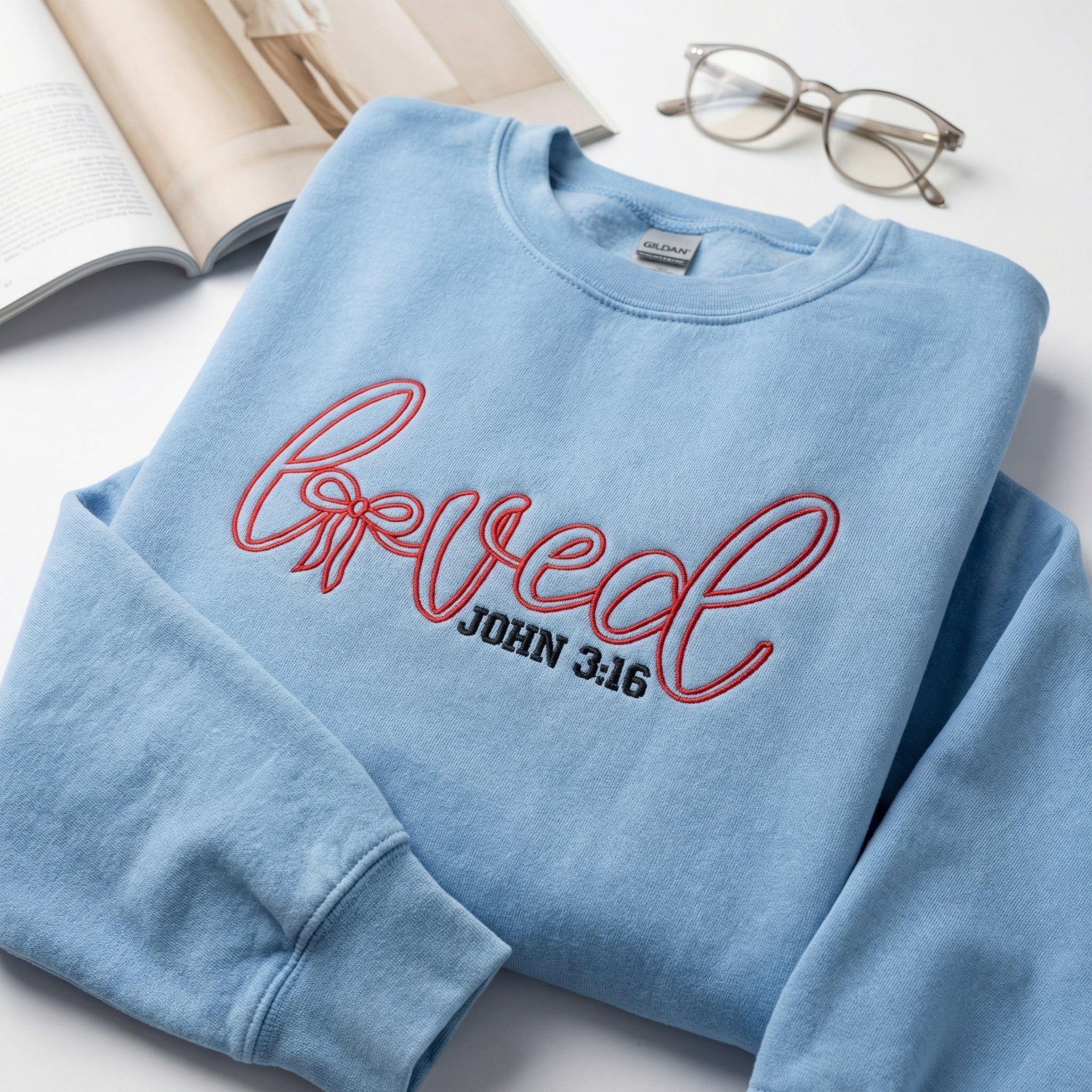 Loved John 316 Custom Embroidered Sweatshirt - Valentine's Day Personalized Gift