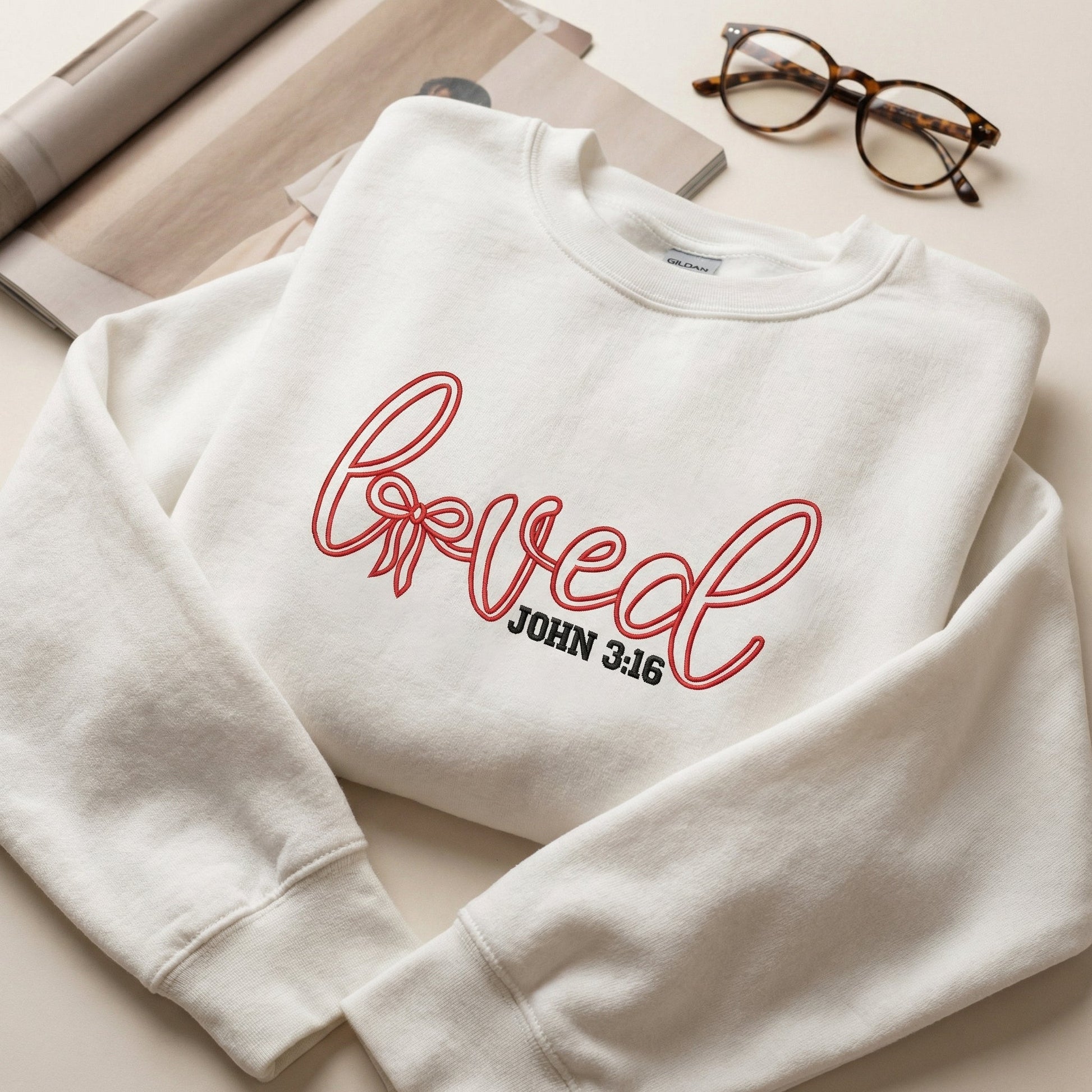 Loved John 316 Custom Embroidered Sweatshirt - Valentine's Day Personalized Gift