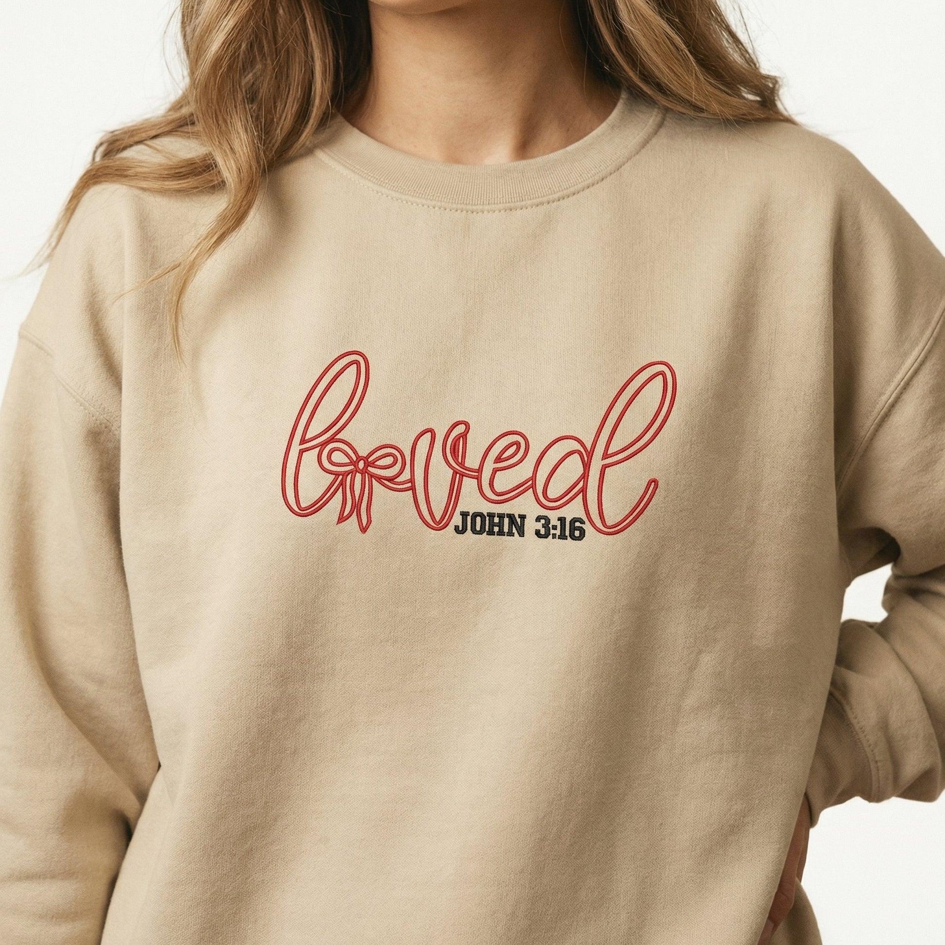 Loved John 316 Custom Embroidered Sweatshirt - Valentine's Day Personalized Gift