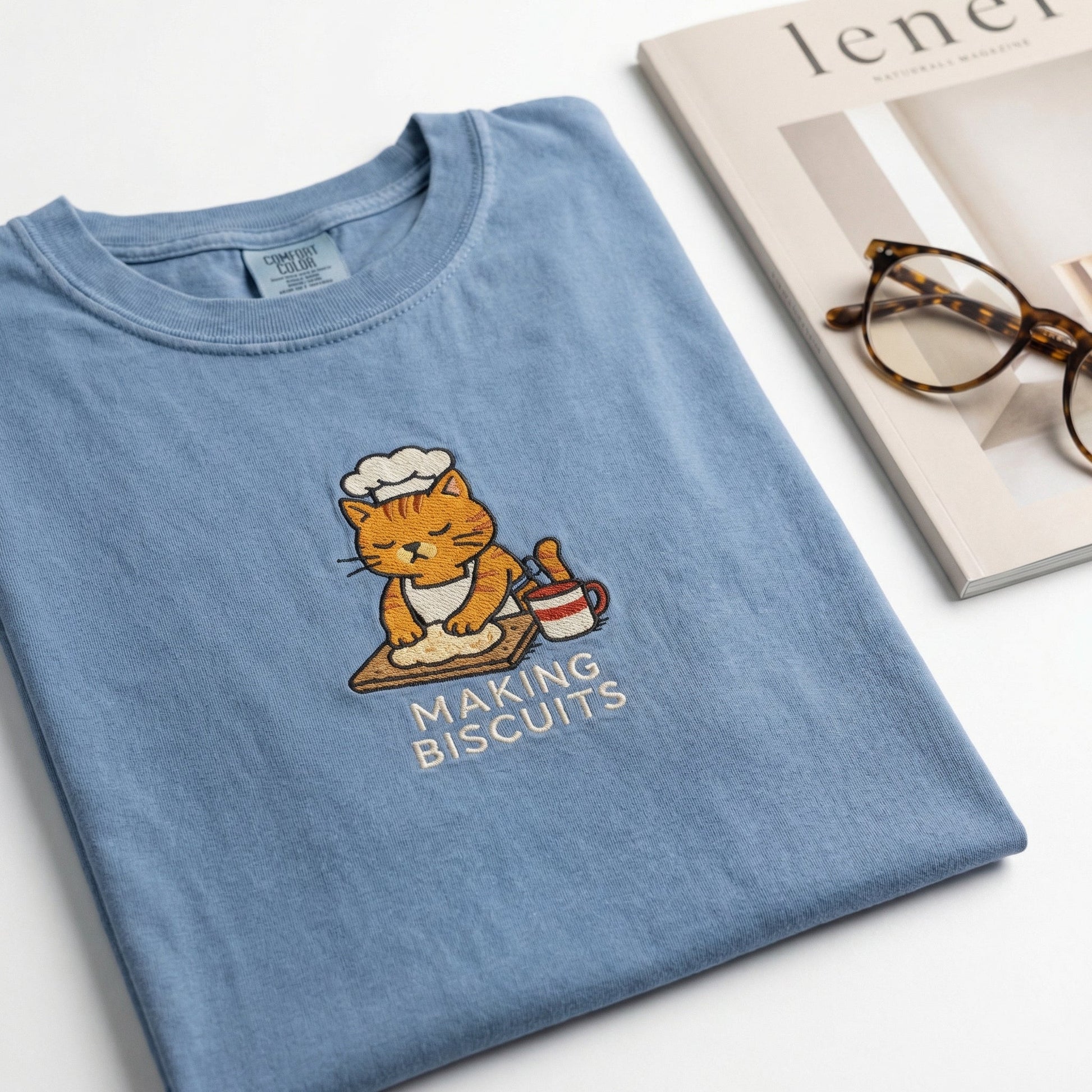 Making Biscuits Cat Custom Embroidered T-Shirt - Funny Cat Lover Personalized Gift