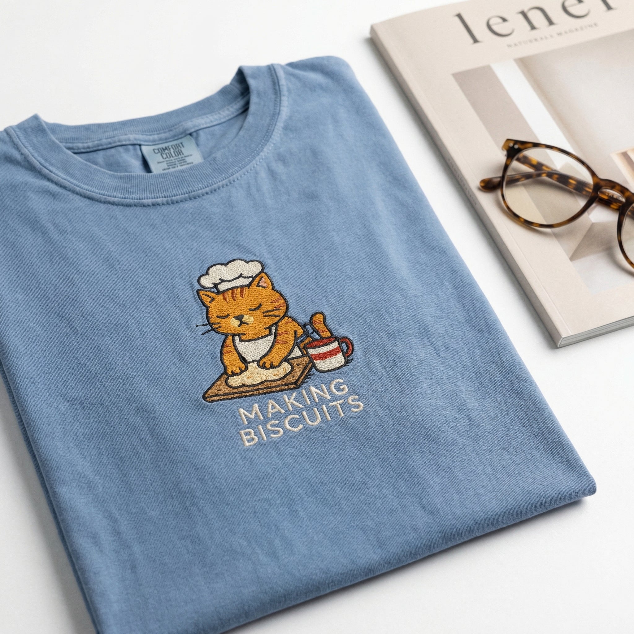 Making Biscuits Cat Custom Embroidered T-Shirt - Funny Cat Lover Personalized Gift