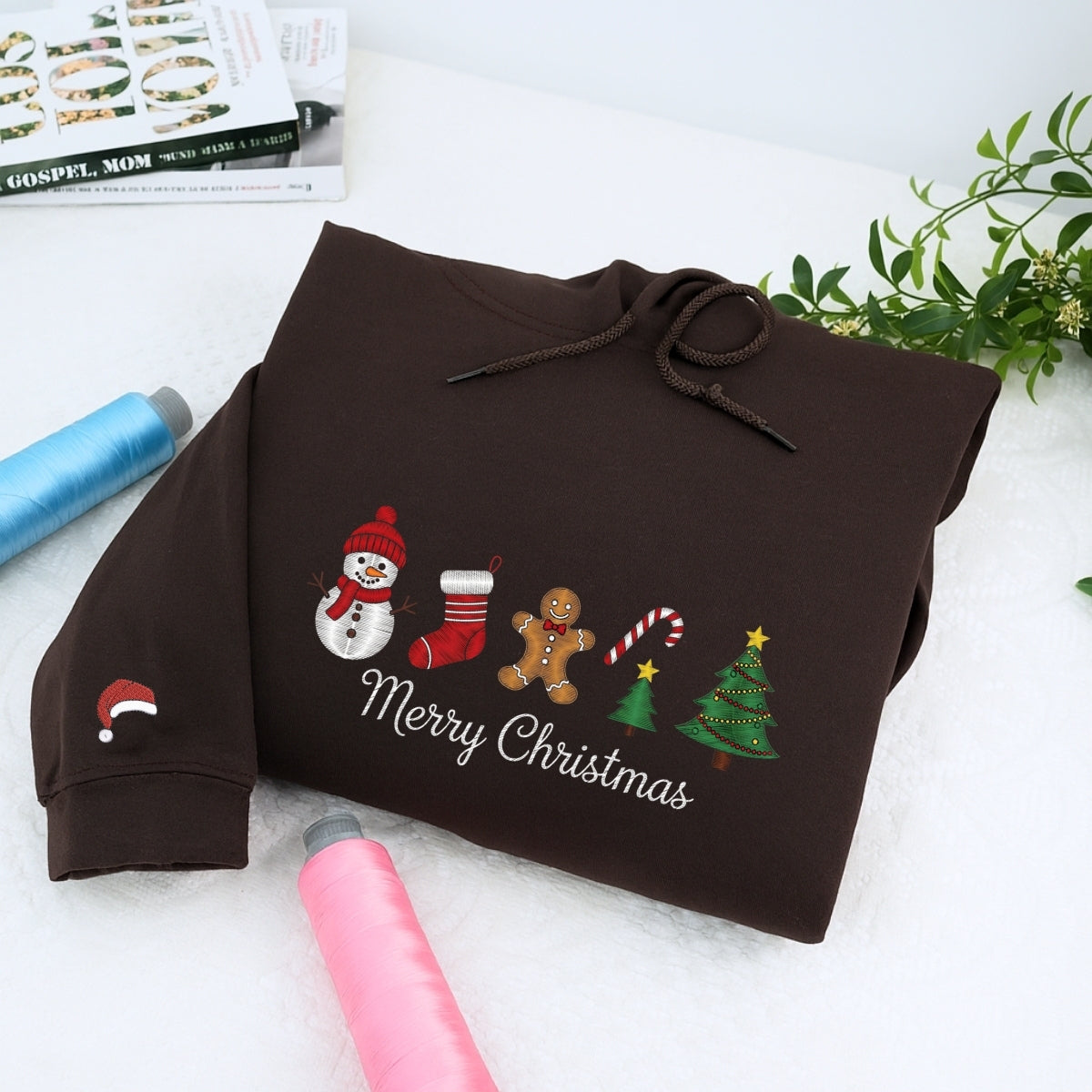 Gingerbread Merry Christmas Custom Embroidered Sweatshirt - Meaningful Holiday Personalized Gift