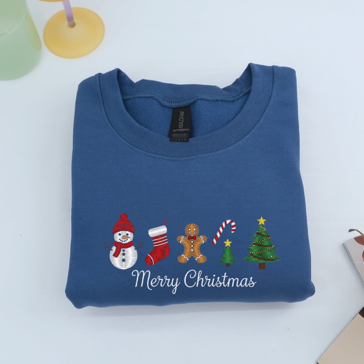 Gingerbread Merry Christmas Custom Embroidered Sweatshirt - Meaningful Holiday Personalized Gift