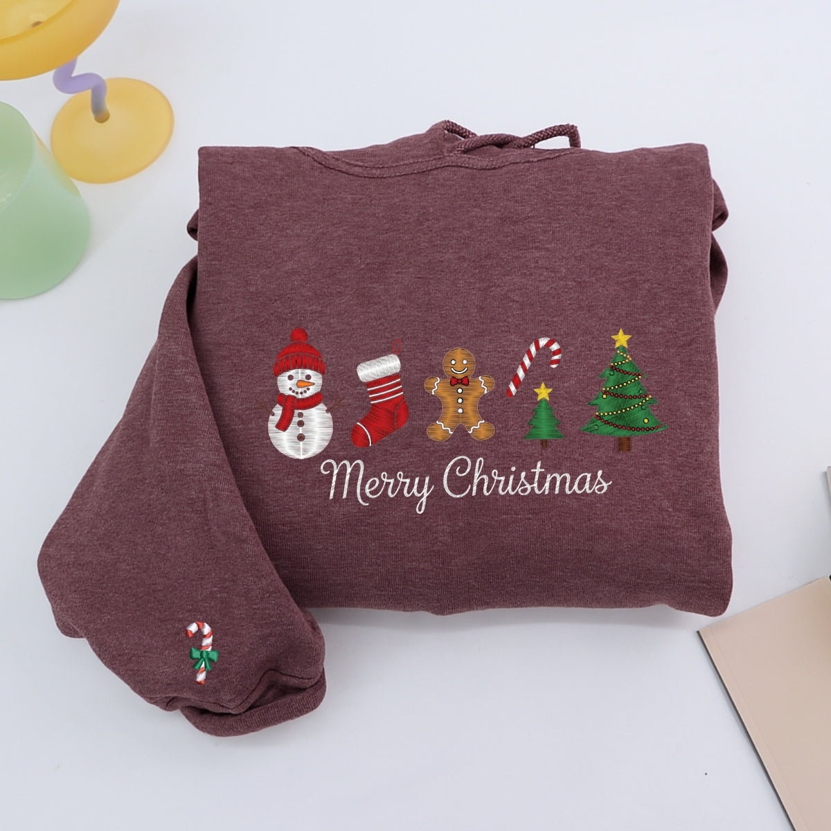 Gingerbread Merry Christmas Custom Embroidered Sweatshirt - Meaningful Holiday Personalized Gift