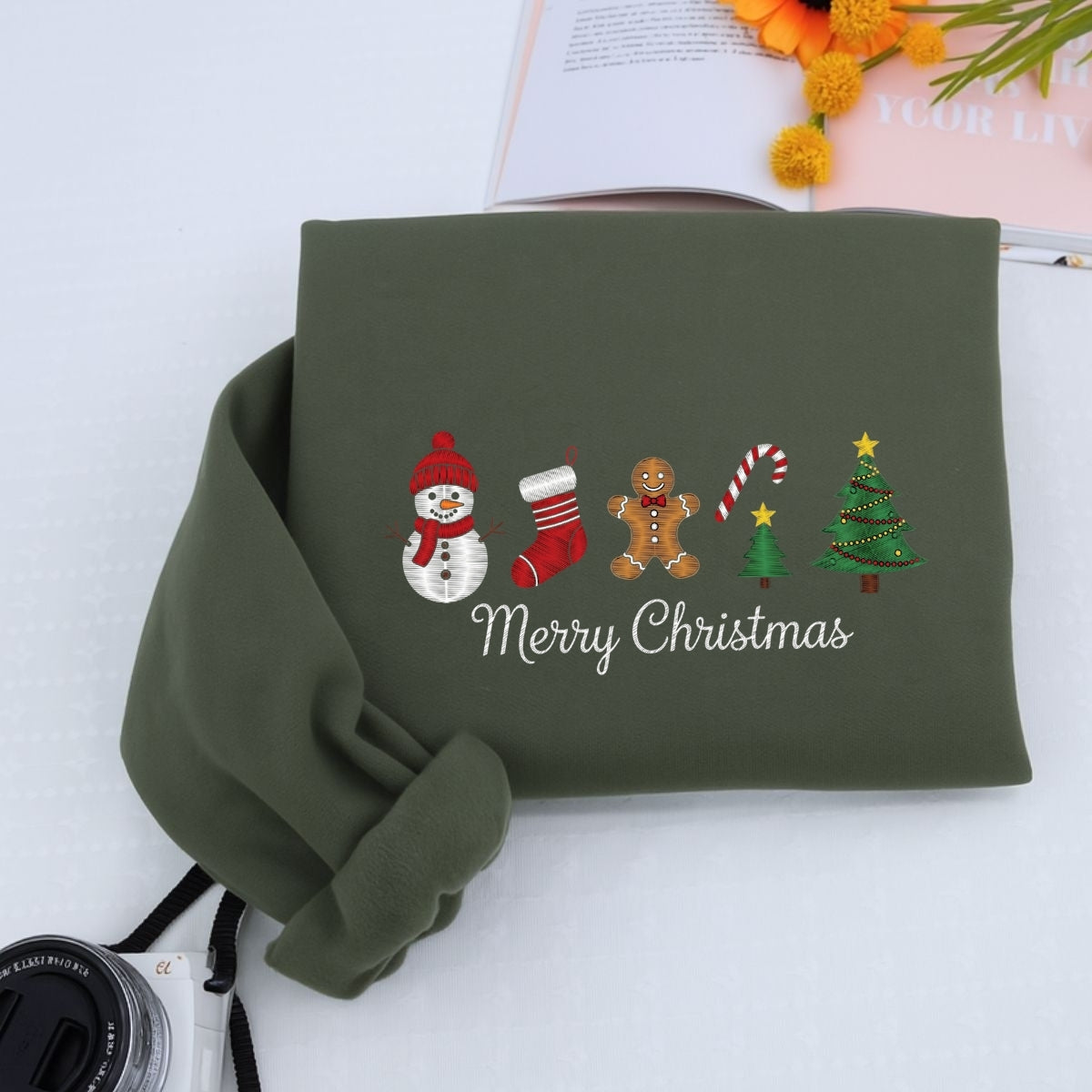 Gingerbread Merry Christmas Custom Embroidered Sweatshirt - Meaningful Holiday Personalized Gift