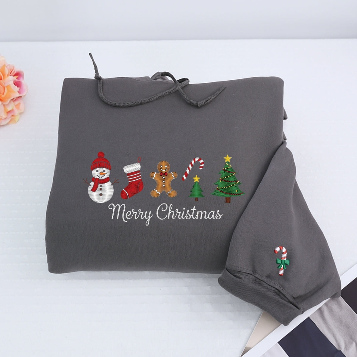 Gingerbread Merry Christmas Custom Embroidered Sweatshirt - Meaningful Holiday Personalized Gift