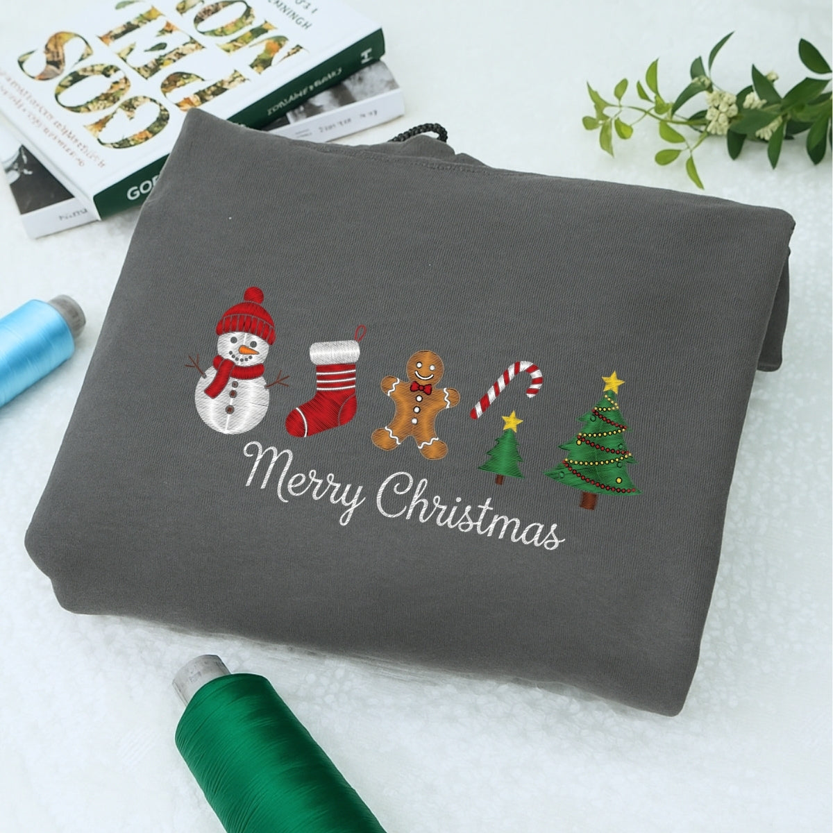 Gingerbread Merry Christmas Custom Embroidered Sweatshirt - Meaningful Holiday Personalized Gift