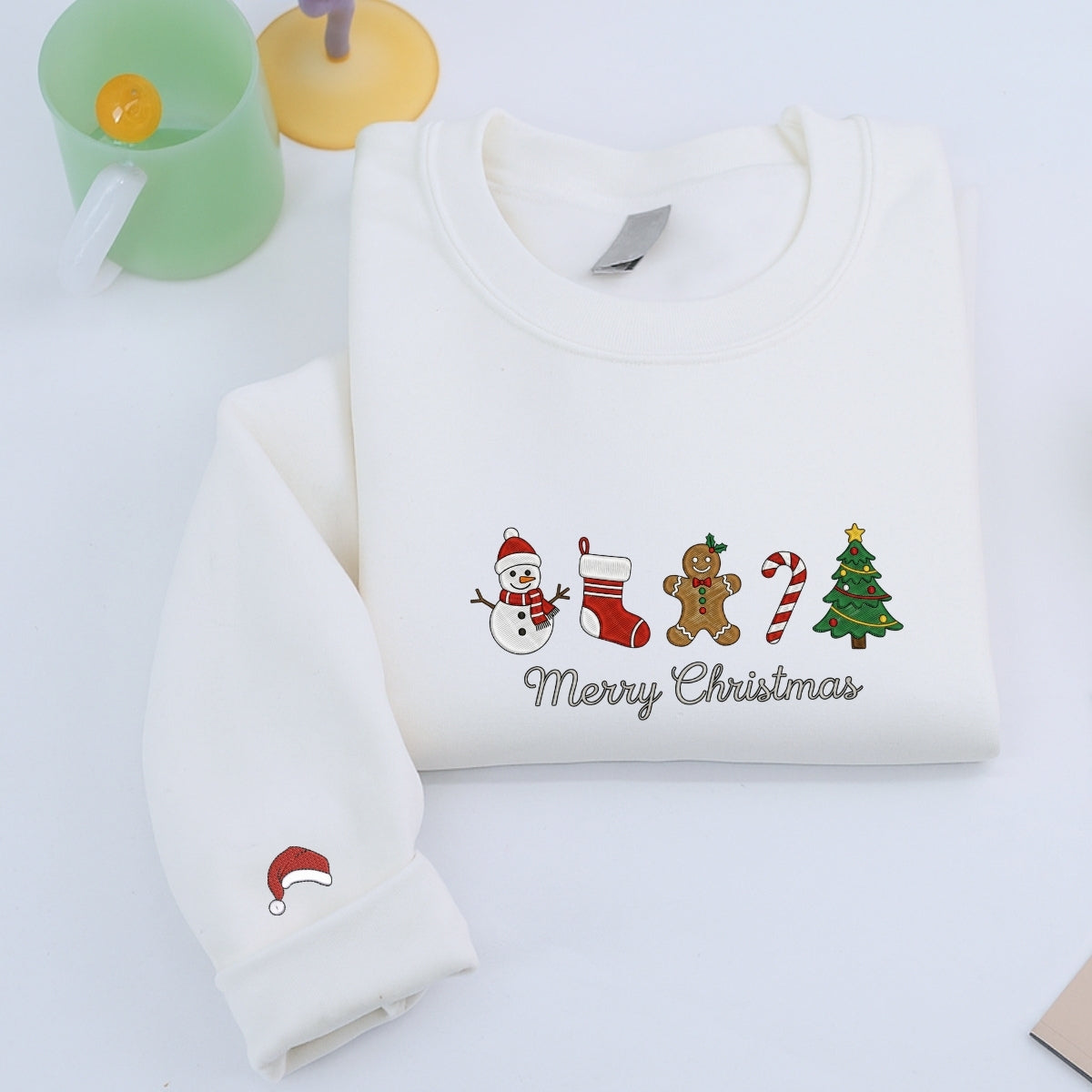 Gingerbread Merry Christmas Custom Embroidered Sweatshirt - Sentimental Holiday Personalized Gift