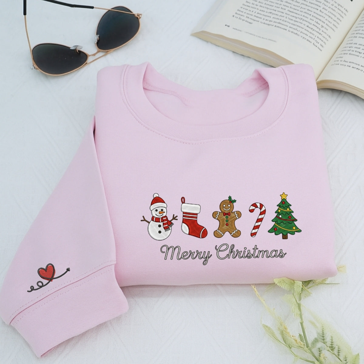 Gingerbread Merry Christmas Custom Embroidered Sweatshirt - Sentimental Holiday Personalized Gift