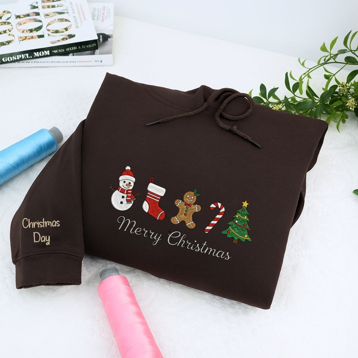 Gingerbread Merry Christmas Custom Embroidered Sweatshirt - Sentimental Holiday Personalized Gift