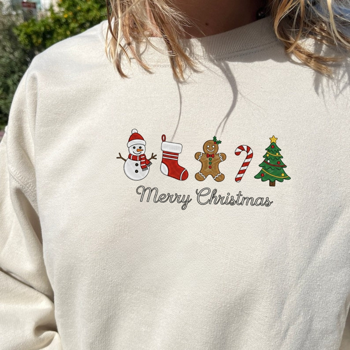 Gingerbread Merry Christmas Custom Embroidered Sweatshirt - Sentimental Holiday Personalized Gift